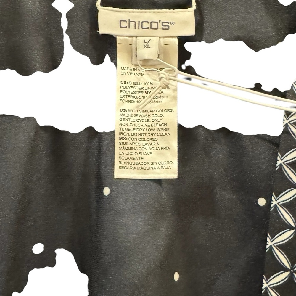 NWT Chico’s Navy White Covering Ruana Short Kimono Women’s Sz L/XL - Picture 7 of 11